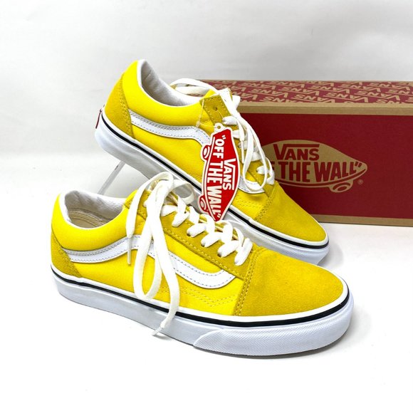 VANS Womens Size VN0A3WKTCA1 Old Skool Cyber Yellow Suede Canvas Low Top Sneaker - Picture 2 of 11